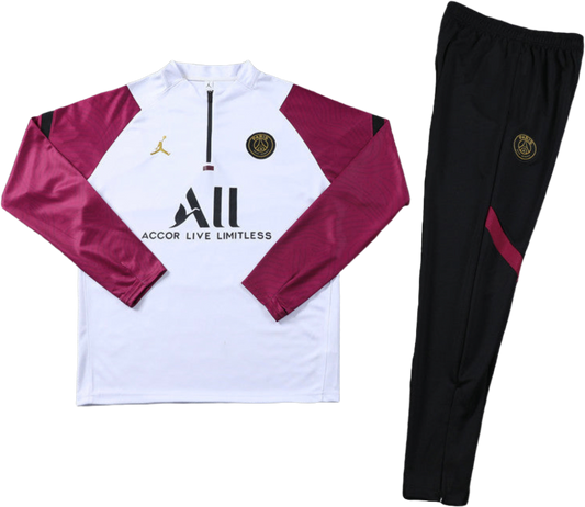 PSG Jordan Tracksuit White and Burgundy Full-Set